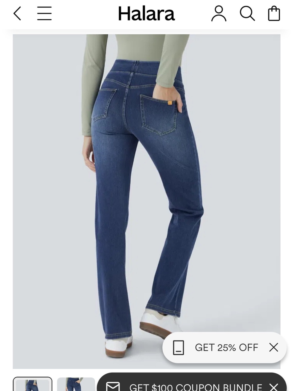 HALARA Women's Straight Leg Jeans in Dark Blue Wash